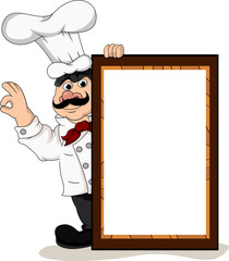 chef cook with blank board