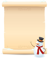 Snowman And Parchment Sign