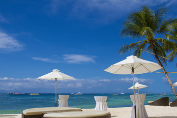 tropical beach seascape with blue sky