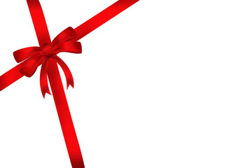 Red gift bow with ribbon isolated on white background. Illustrat