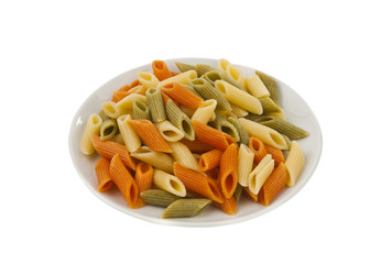 Cooked pasta in a bowl isolated