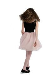 Elegant girl walking, back view