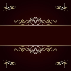 golden frame on the dark red background