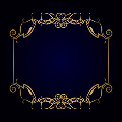 golden frame on the dark blue background