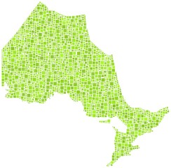 Map of Ontario - Canada - in a mosaic of green squares