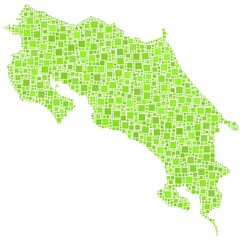Fototapeta na wymiar Mapa Kostaryki - America w mozaikę zielonych kwadratów