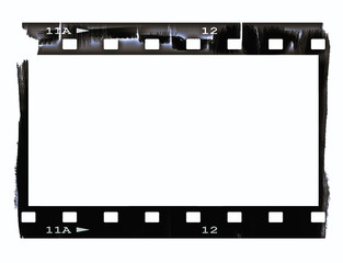 Old blank film strip isolated on white