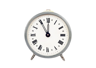 Vintage alarm clock, isolated on white background