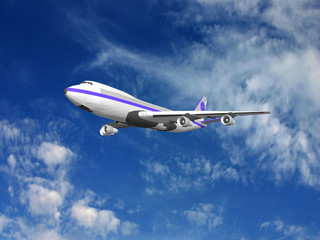 Fototapeta na wymiar Latający jet samolot, renderowania 3D.