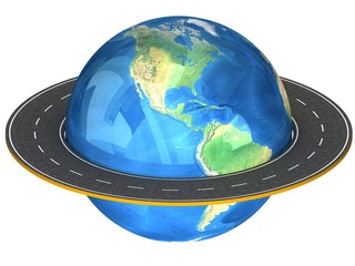  3d Globe and roads around it.