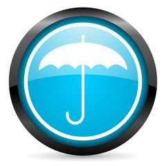 umbrella blue glossy icon on white background