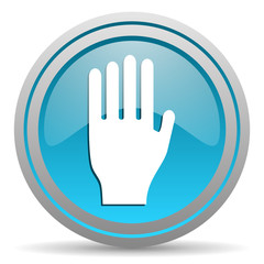 Obraz premium stop blue glossy icon on white background