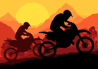 Obraz na płótnie Canvas Motocykl zawodnicy sylwetka