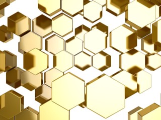  3D gold honeycomb pattern background