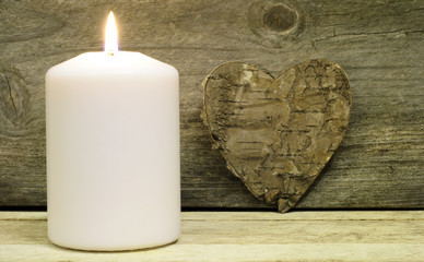 Candle and bark heart