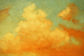 sunset sky and clouds over the sea, illustration, painting by oi - 47836450