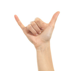 Shaka or calling hand sign