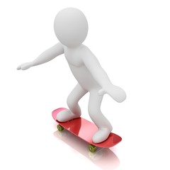  3D skateboarder. Isolated.