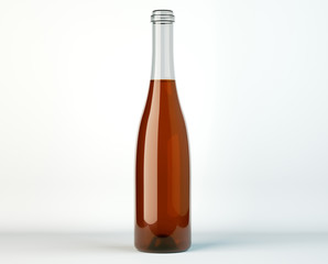 Uncorked bottle of white wine on white