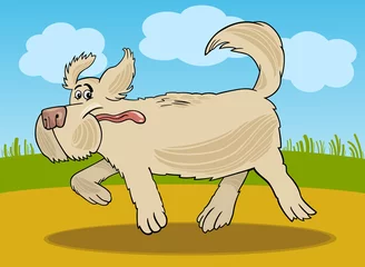 Fotobehang Honden Lopende herdershond hond cartoon afbeelding