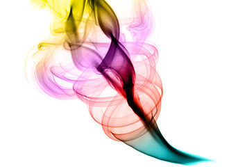 Colorful Abstract fume swirls on white