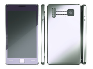 Front, side and rear views of Smart phone isolated