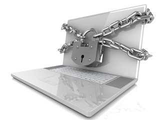  Laptop with lock and chain