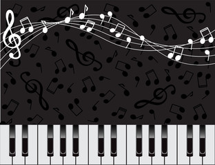 musical background with keys and notes