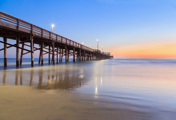 Newport Beach pier after sunset