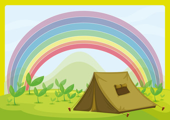 A tent and a rainbow