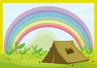 Tischdecke Ein Zelt und ein Regenbogen © GraphicsRF