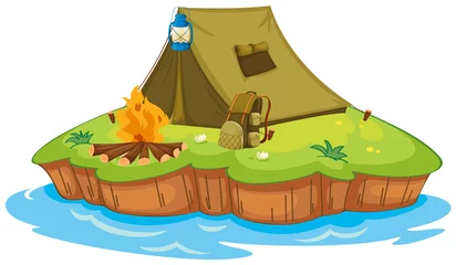 Tischdecke Camping auf einer Insel © GraphicsRF