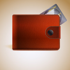 Leather wallets with credit card