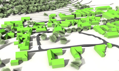 City master plan in aerial view