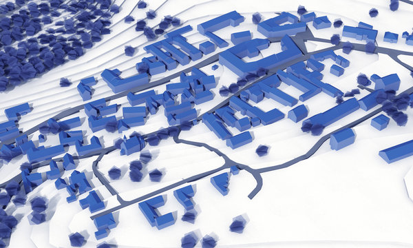 City master plan in aerial view