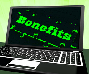 Benefits On Laptop Showing Monetary Compensations