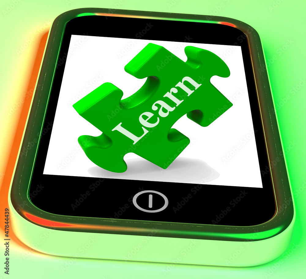 Poster learn on smartphone showing e-learning