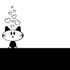 Romantic illustration with cute little kitty