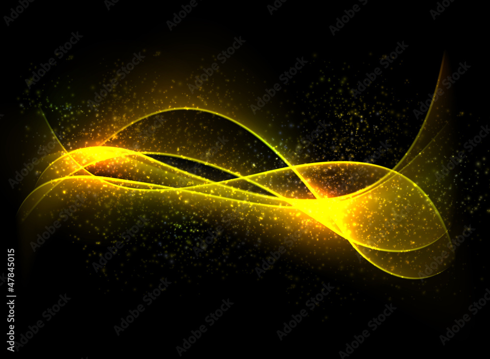 Poster dark glow background with color waves.
