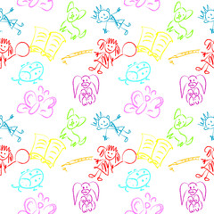 Colored doodles seamless pattern