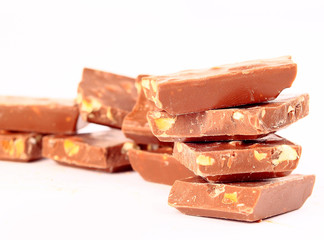 chocolate bars isolated on white background