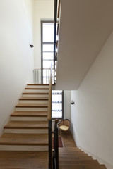 beautiful apartment, interior, wooden staircase