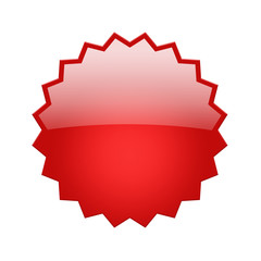 Red glossy, star shaped button with clipping path
