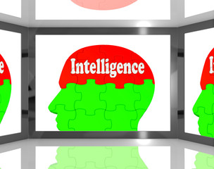 Intelligence On Brain On Screen Showing Human Knowledge