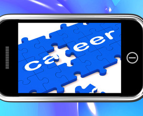Career On Smartphone Showing Professional Opportunities