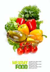 Fresh vegetables on the white background