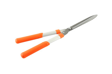 Closed grass shear on white background.