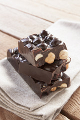 Delicious chocolate with hazelnuts