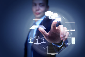 hand pushing on a touch screen