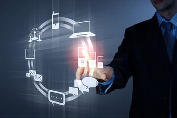 hand pushing on a touch screen